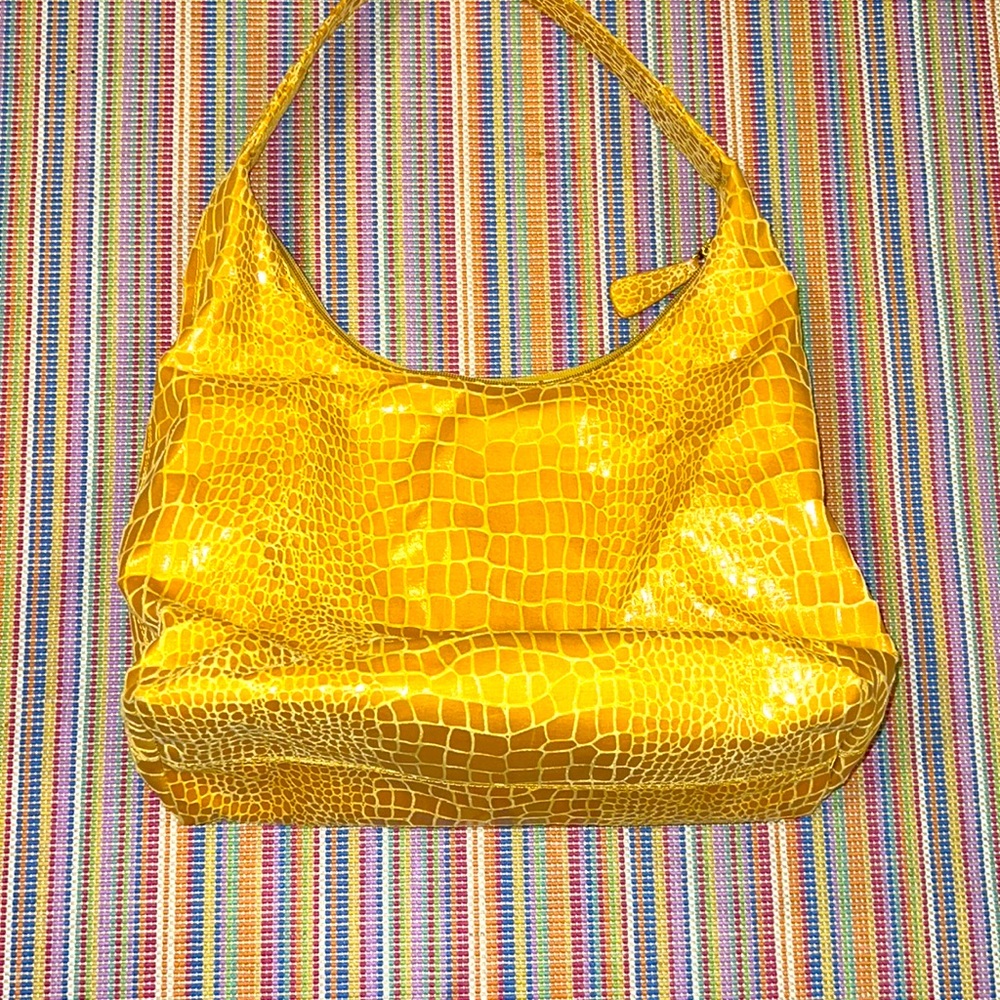 Y2K Chi by Carlos Falchi Fun Yellow Croc Hobo Bag EUC
